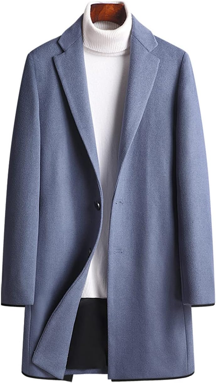 Mens Wool Trench Coat Jackets Autumn Winter Business Casual Woolen Coats Male Long Windbreaker Outwear Steetwear Overcoat