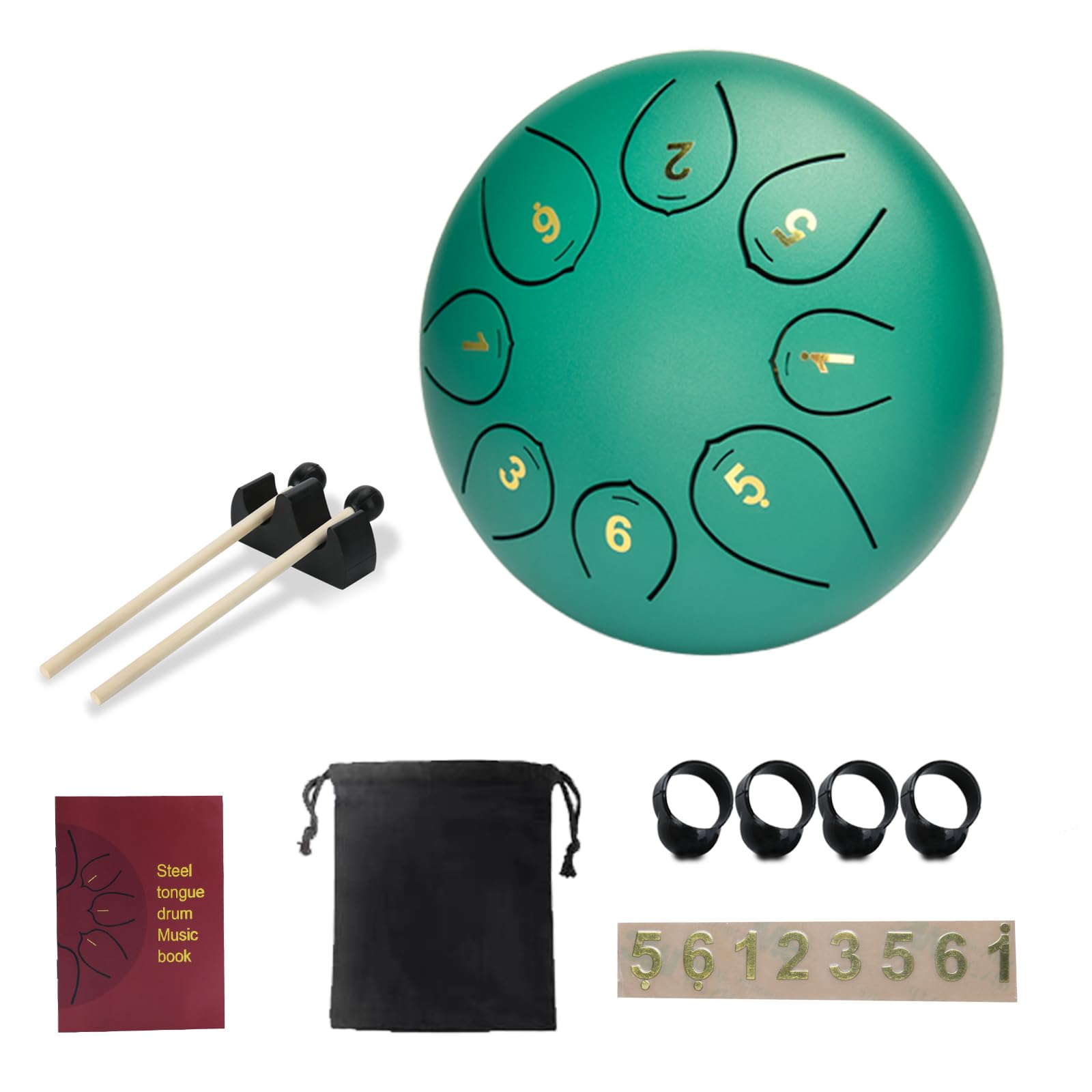 Mini Steel Tongue Drum, 6 Pollici 8 Toni Tamburo in Acciaio Handpan Drum Strumenti a Percussioni Musicali con Bacchette per Bambini Adulti Principianti