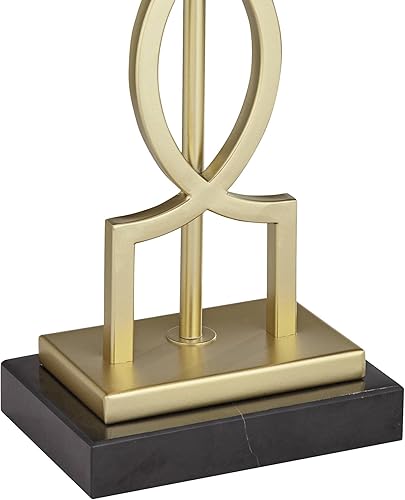 Miniatura 6 de 360 Lighting Evan - Juego de 2 lámparas de mesa modernas de 28 1/4 pulgadas de alto, marco geométrico de metal dorado, pantalla rectangular curvada