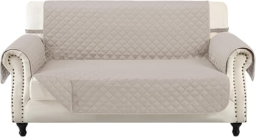 Fundas para sillas reclinables, fundas de sofá, protector de muebles para perros (sillón reclinable pequeño, gris oscurobeige)