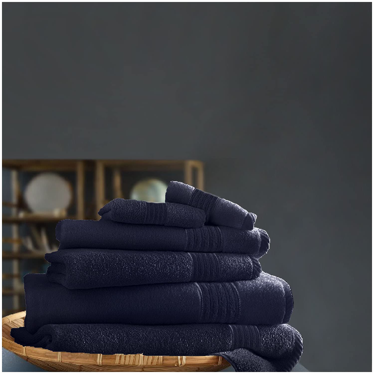Toallas de baño extra absorbentes Gaveno Cavailia de puro algodón en color azul marino