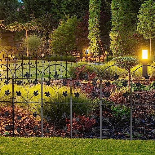 MOOACE Dekoration Gitterzaun für Garten,15 Stücke Metall Steckzaun, Gesamtlänge 96,5 cm (H) x 4,9 m (L) Haustier Zaun Rostfrei Metalldraht Panel Grenze für Kaninchen, Hof, Patio