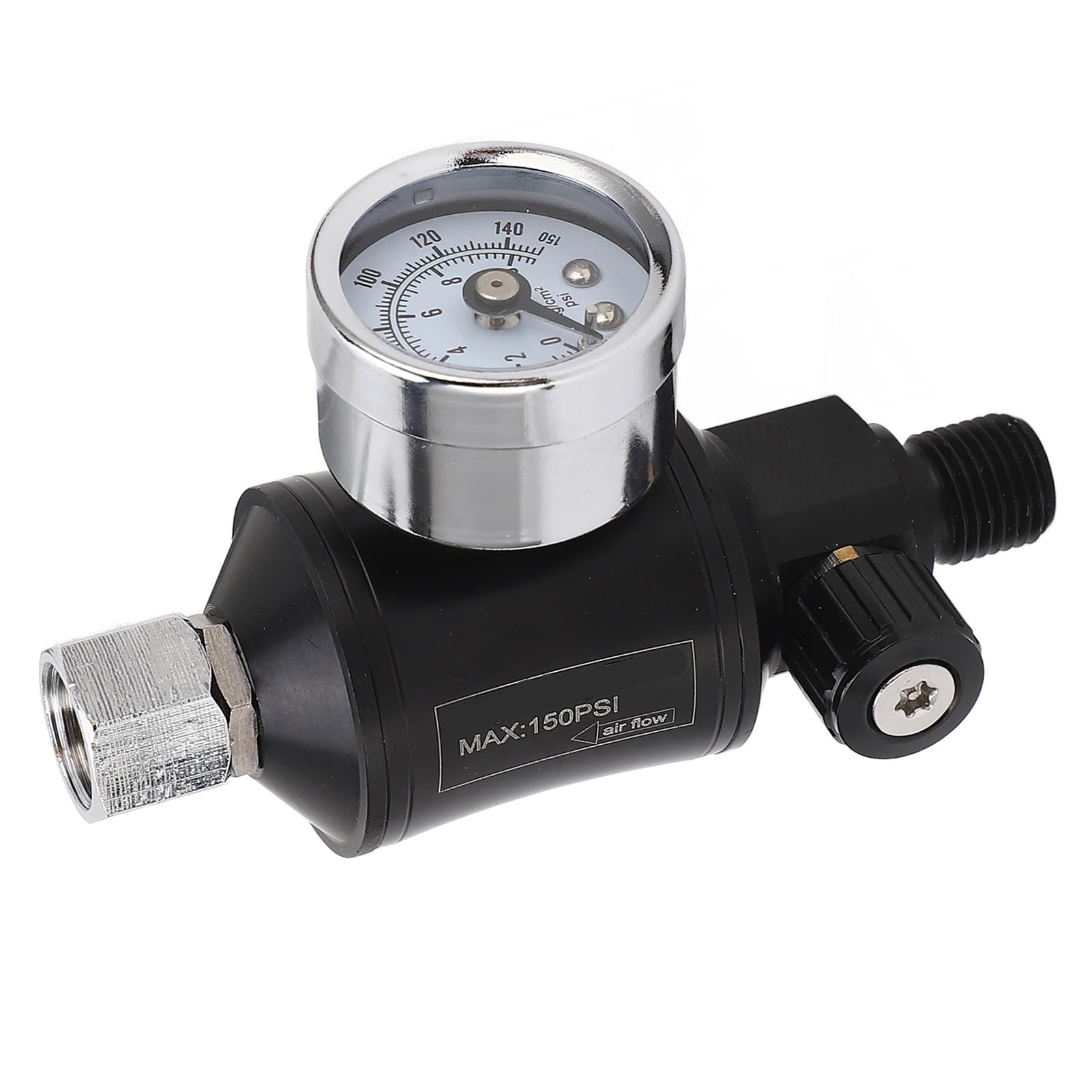 Air Regulating Valve, Resistant High Aluminum Alloy 1/4in NPT Inlet Outlet Air Gauge Regulator Easy to Clean with Gauge for Water Purification