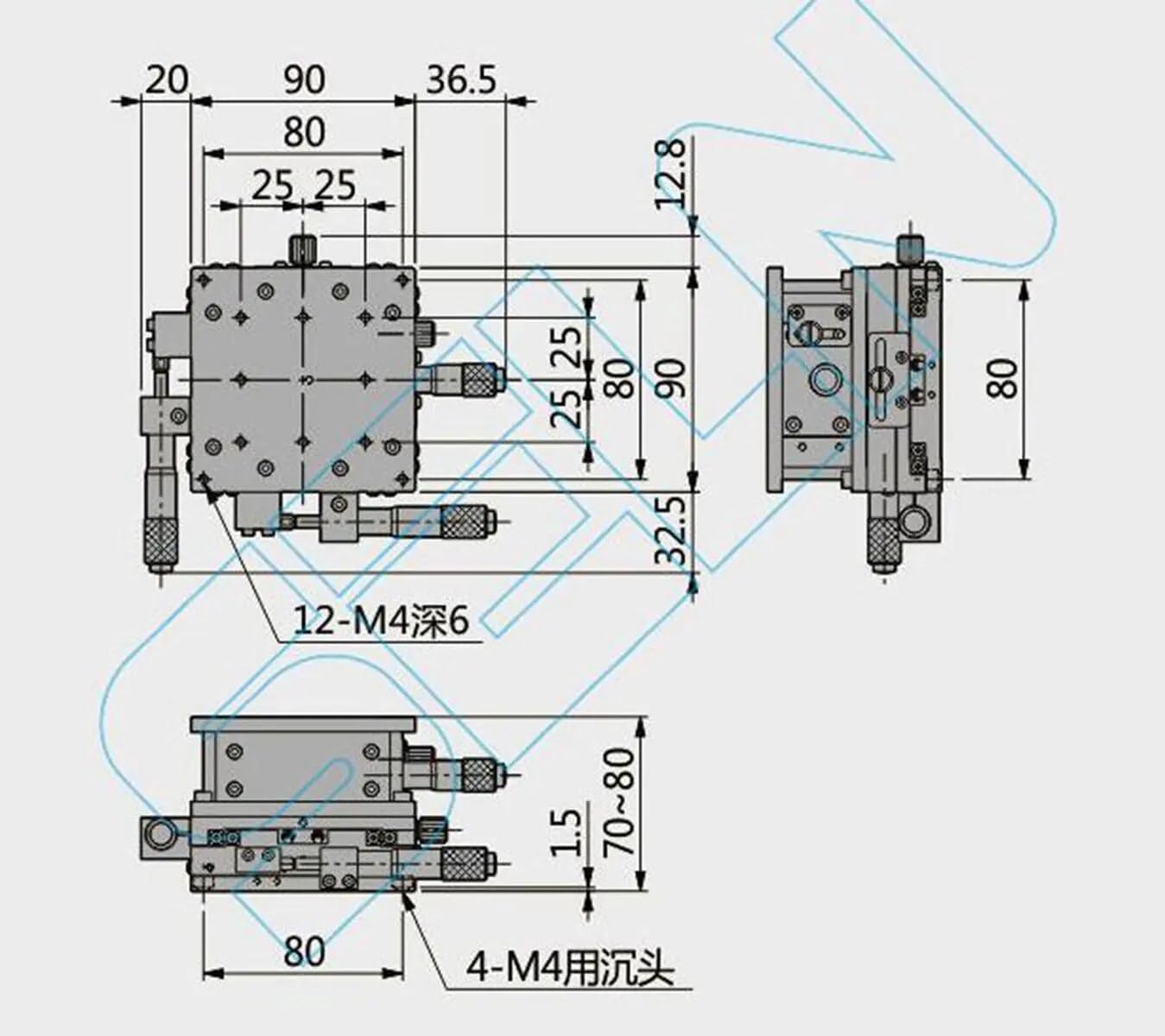 Tool Part for XYZ 90X90mm Tal Precision Inse Ble Linear Stage Cross-Roller Bearing for Automation Printing Equipment