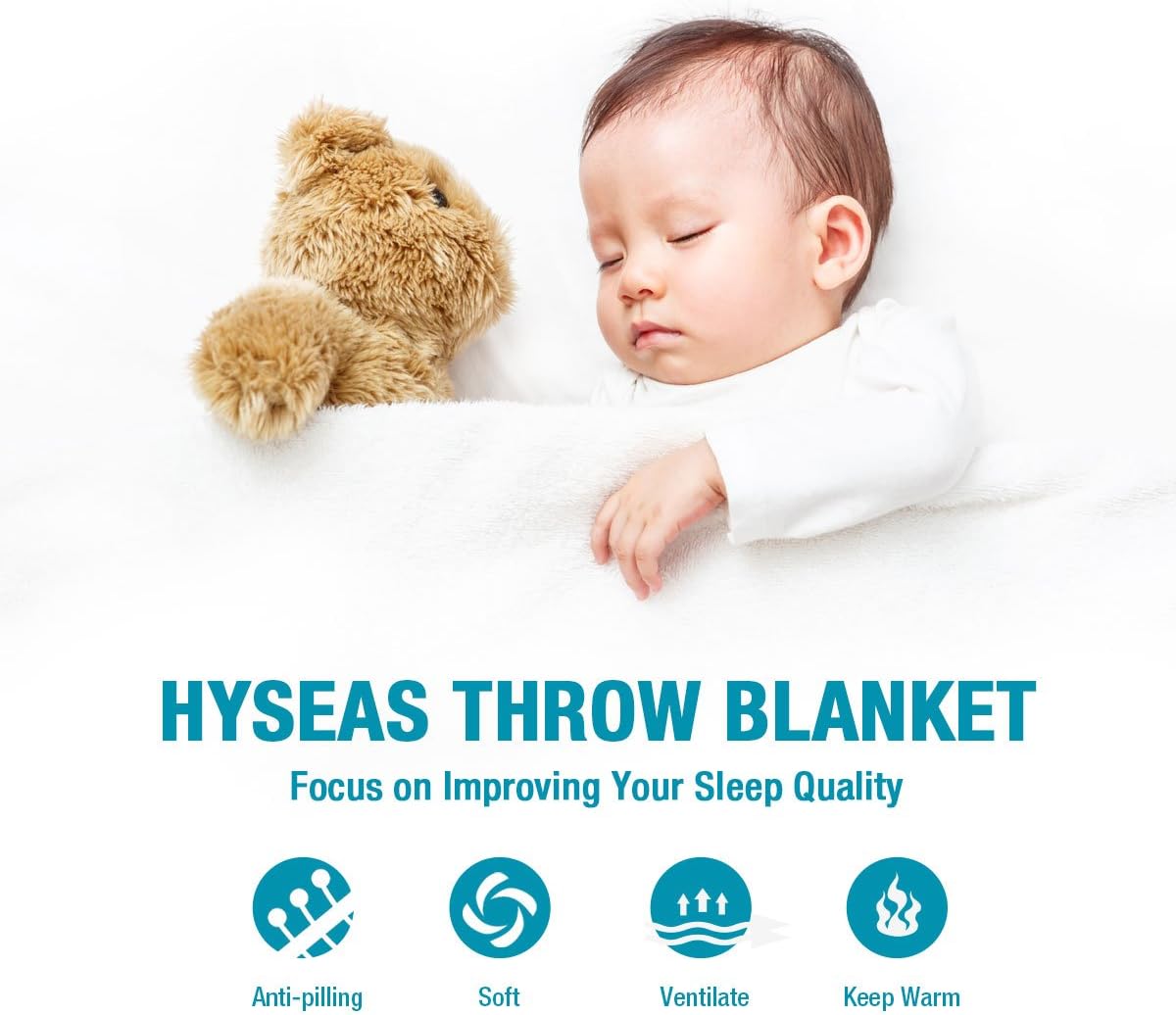 HYSEAS Flannel Fleece Throw Blanket Chocolate - Super Soft Plush Microfiber Solid Blanket for Couch, Bed, Chair, Sofa - Fuzzy Cozy Lightweight - 50x60 Inch