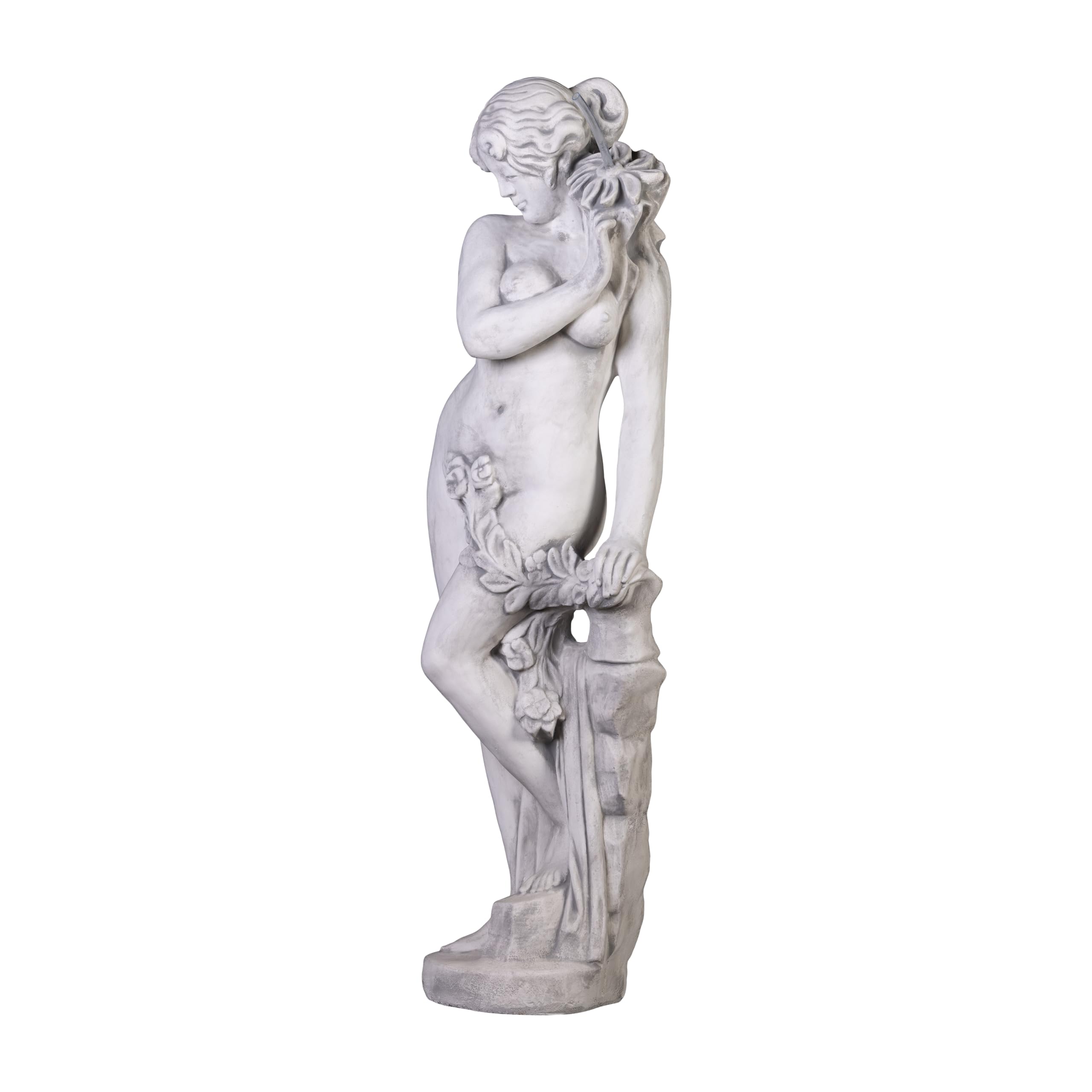 gartendekoparadies.de Statue der Venus mit Wasserlauf, Steinfigur, Weißbeton Steinguss, Grau, Frostsicher für Außenbereich, H. 141 cm, 125 kg