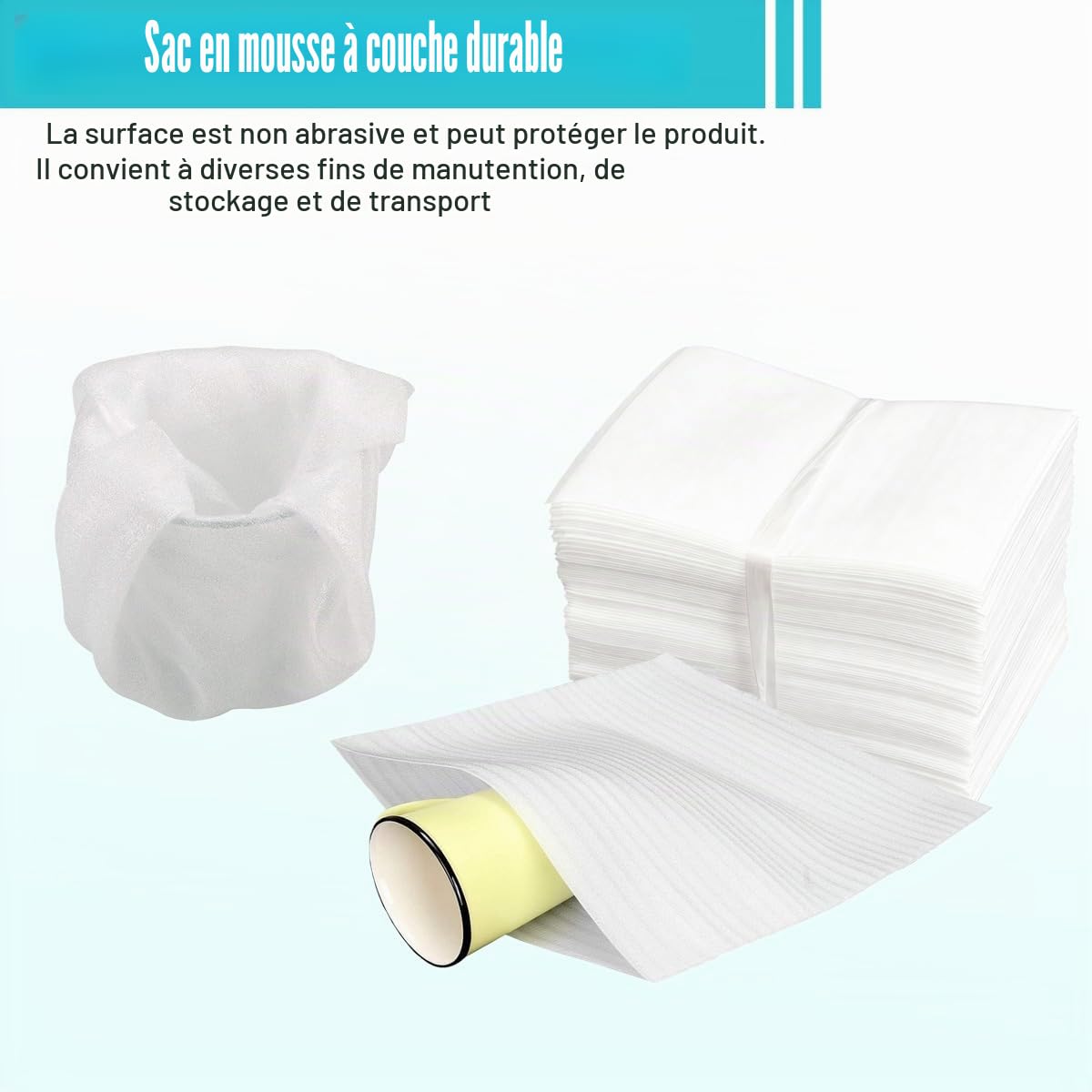 Lot de 100 sacs en mousse blanche - Pour le transport et l'expédition - Parfait pour les objets fragiles - Pièces métalliques - Objets de collection - Produits en plastique