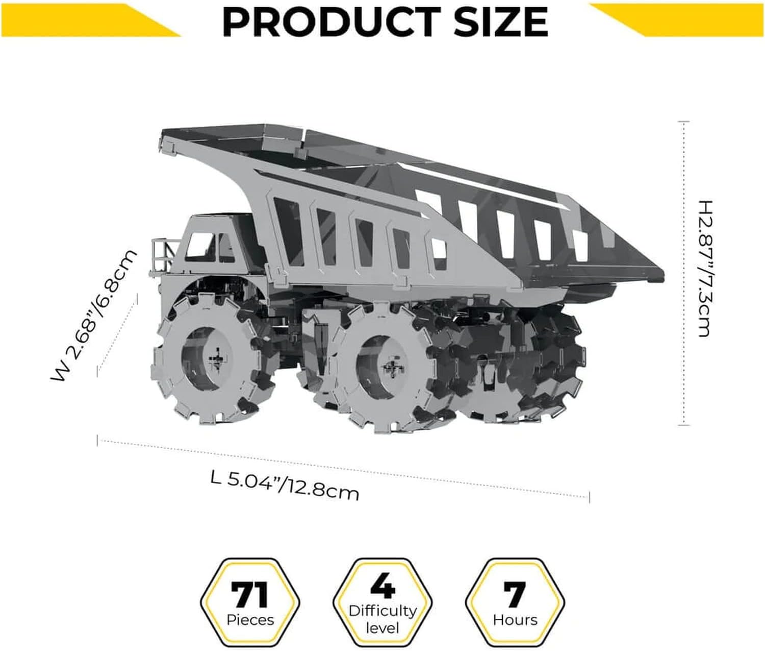 METAL-TIME Quarry Transporter model from a low angle, highlighting the detailed undercarriage and wheels.