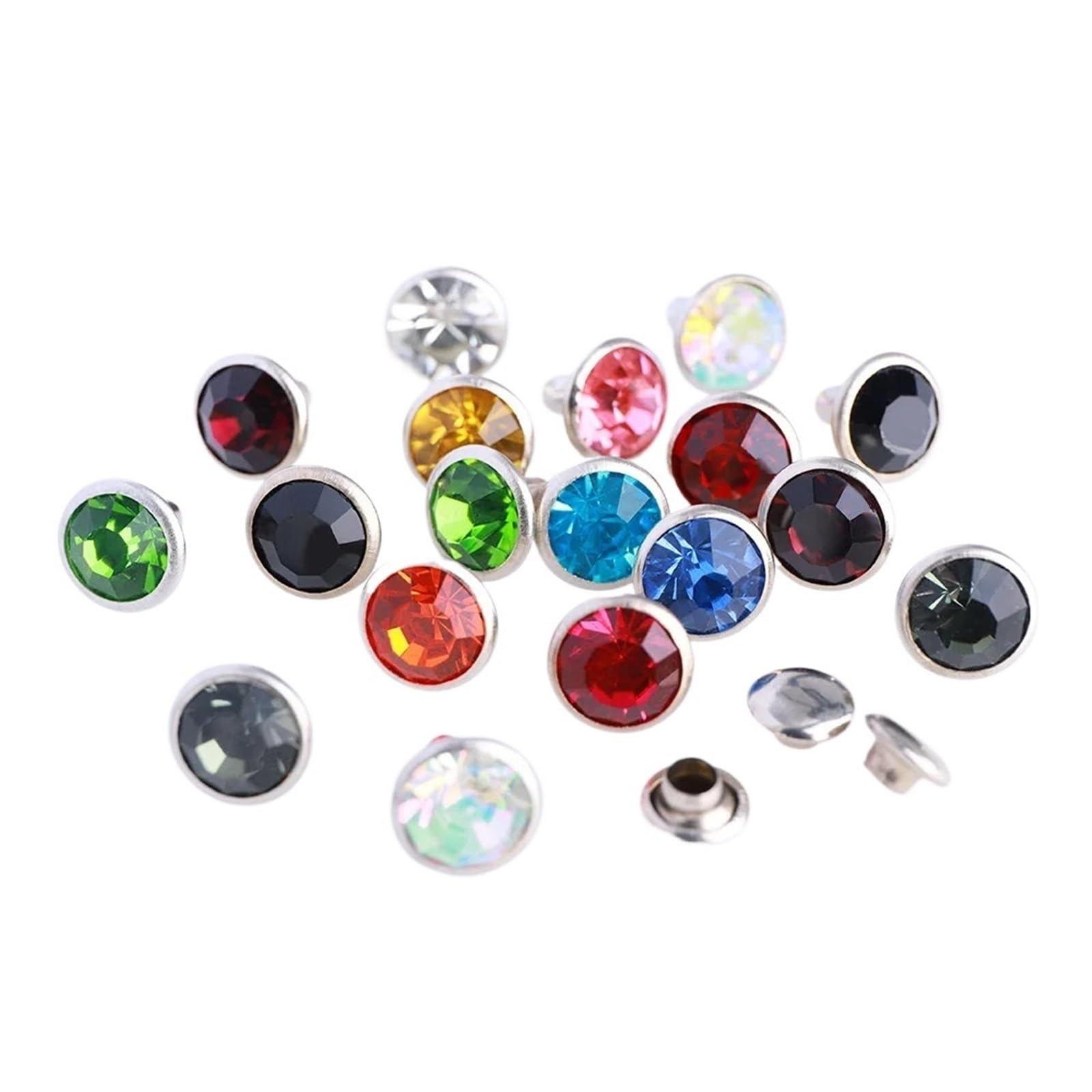 Remaches en forma de diamante, 1000 piezas de diamantes de imitación de alta calidad de 6/8 mm, remaches de cristal para manualidades en cuero, decoración de ropa de cuero (negro, 8 mm)