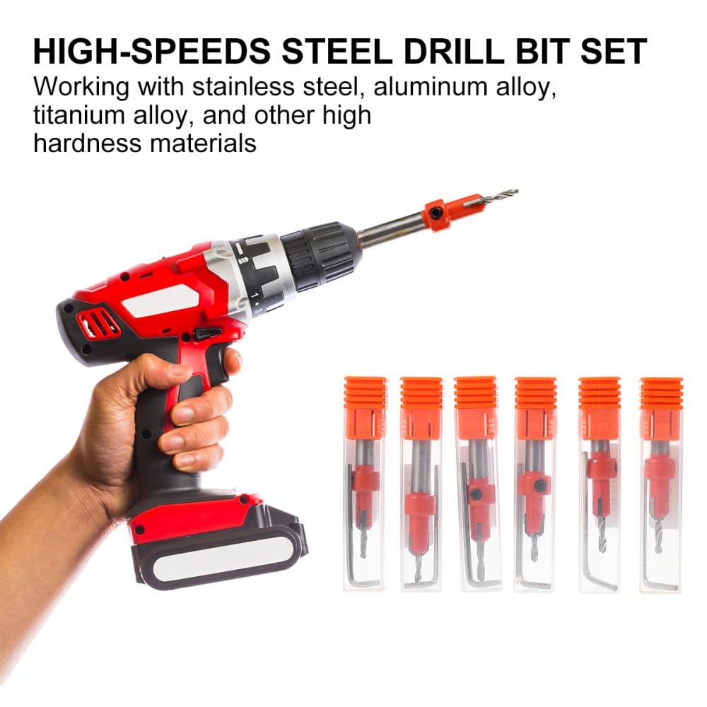 6 Pcs Wood Hole Drill Bit Timber Wood Working Countersink Drill Bit Set Parts