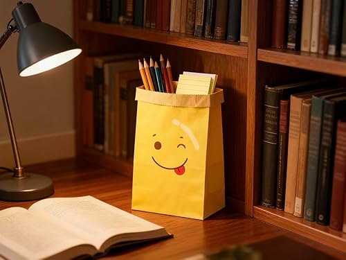 Miniatura 6 de VstarOne 24 bolsas de dulces Emoticons bolsas de fiesta con calcomanías, 24 calcomanías, bolsa de papel kraft para bodas, nacimientos, decoraciones