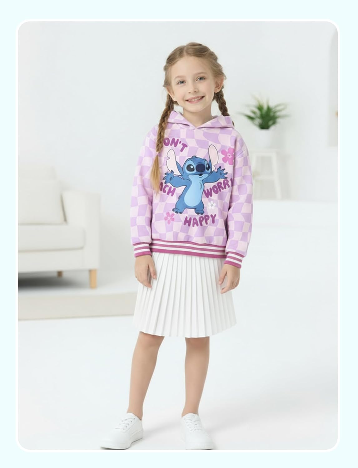 Disney Lilo & Stitch Hoodie Sweatshirt Boys/Girls Stylish Graphic Pullover Tops Kids Comfort Clothes for Birthday Gift Party Outfit 9-10 Years