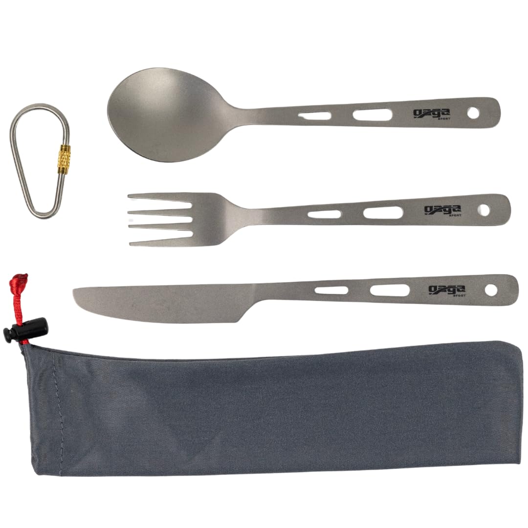Gagasport Titanium Camping Utensils Set – Reusable Fork, Spoon & Knife with Case – Ultralight Backpacking Cutlery Kit for Hiking, Travel, Office, Lunch Box & Outdoor Adventures