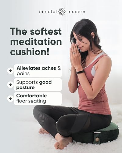 Miniatura 2 de Mindful Modern Velvet Meditation Cushion  Luxe Zafu Yoga Floor Pillow Seat  Posture Support  Buckwheat Hull Filled  Large Round Cushion with