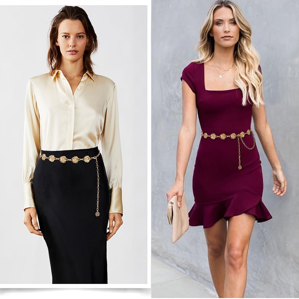 Glamorstar Hollow Flower Belt for Women Waist Chain Belts for Dresses - Image 2