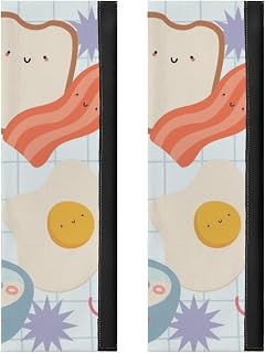 Refrigerator Handle Covers Set of 2 Cute Breakfast Character Fridge Door Handle Covers Keep Your Kitchen Clean, Microwave Oven Dishwasher Door Protect Decoration Washable Holiday Décor