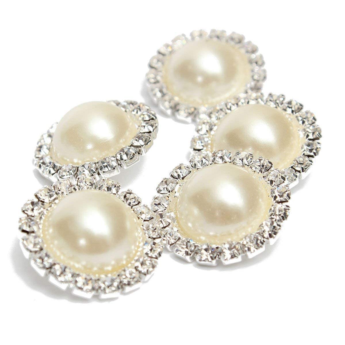 Holibanna 50 Pcs Pearl Buttons Retro Flat Half Round Pearl Cabochon Dome Buttons Flatback Pearl for DIY Craft Scrapbook Decoration 0 6 cm (White