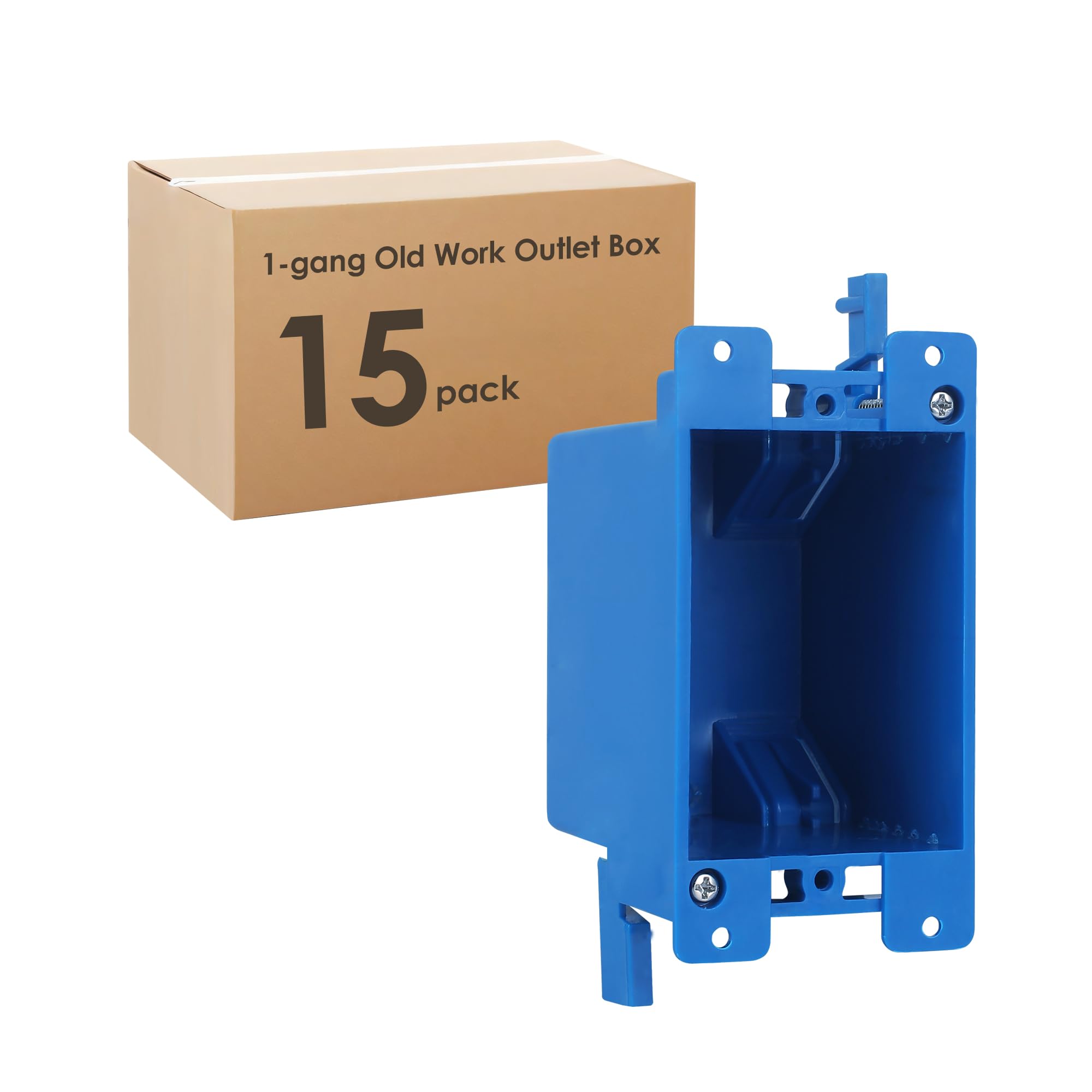 Paquete de 15 cajas de tomacorrientes eléctricas de 14 pulgadas cúbicas de una sola banda, caja de interruptor, caja de enchufe de plástico, 1 banda, extensores de caja de salida eléctrica para