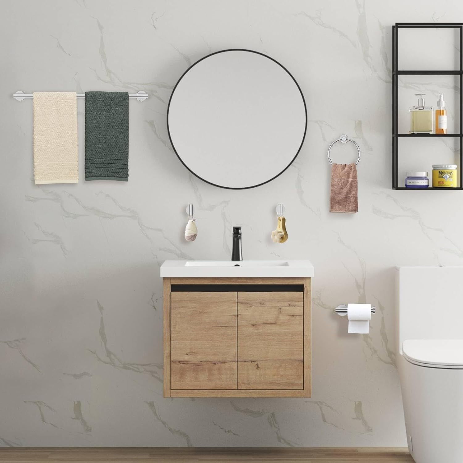 10-Piece Brushed Nickel Towel Bar Set,Bathroom Hardware Accessories Set,23.6 Inch Towel Bar-Towel Racks Set,Stainless Steel Wall Mounted Brushed Towel Holder Set