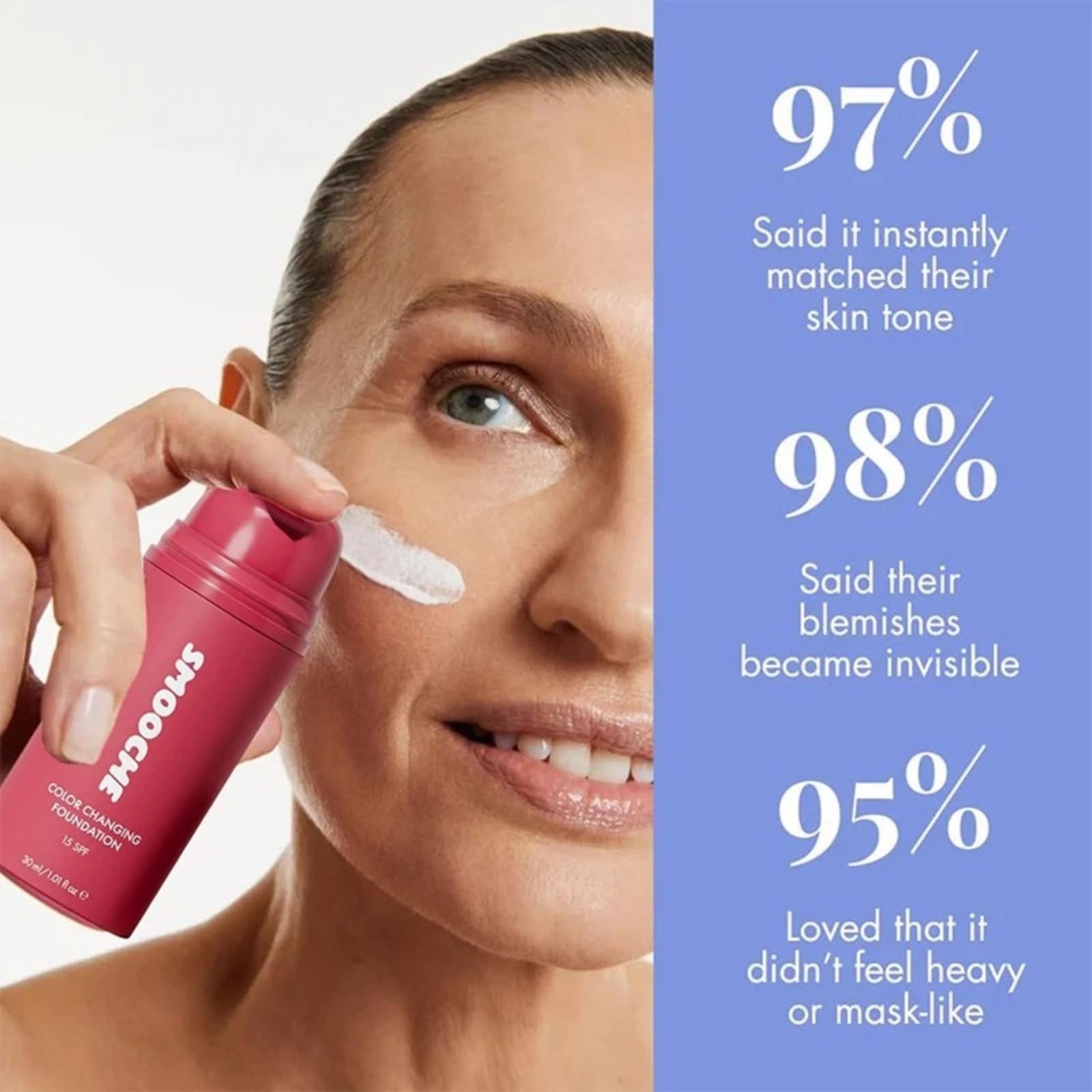 Smooche Color Changing Foundation - Smart Skin-Adaptive Liquid Makeup, Lightweight & Long-Lasting (1pcs) — view 6