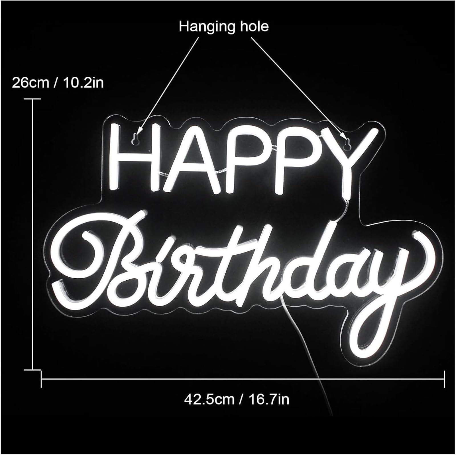 Lettere colorate per illuminazione interna, insegna al neon di buon compleanno, luci da parete per interni