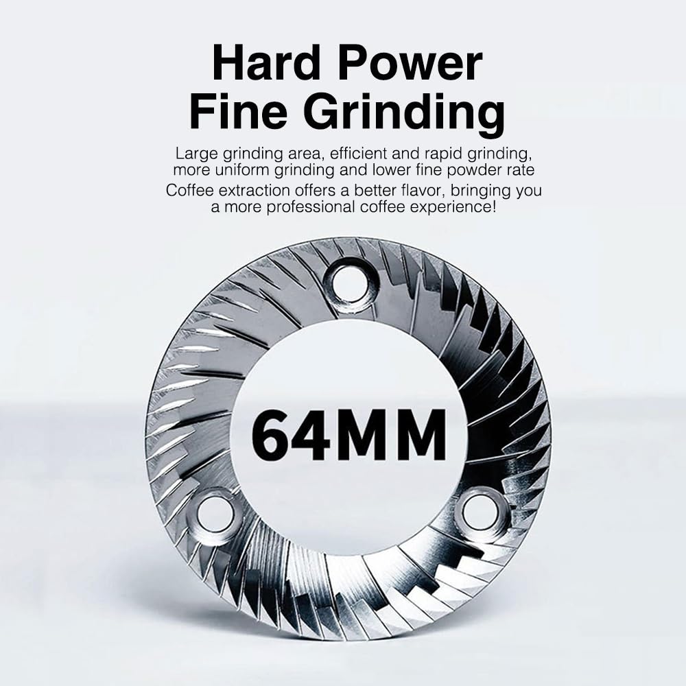 Grinder da caffè Premium con sbavatura Piatta da 64mm, smontaggio Senza Sforzo, Ideale per l'espresso e Rivestiti in caffè e caffetterie.
