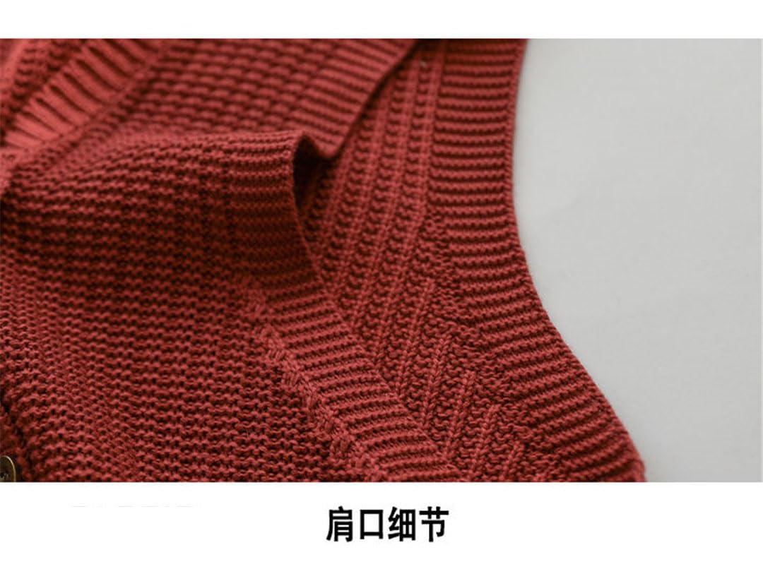 Cárdigan De Punto Sin Mangas con Cuello Redondo Y Un Solo Pecho para Mujer, Chaleco Informal con Bolsillo Suelto