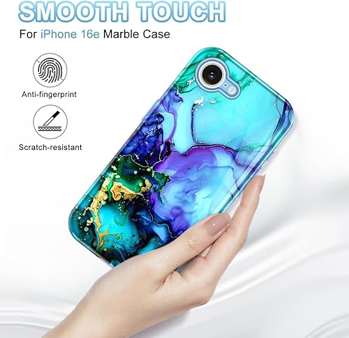 Miniatura 3 de Btscase Funda para iPhone 16e (2025), [probada en caídas de grado militar] Diseño de patrón de mármol delgado, resistente, a prueba de golpes, para