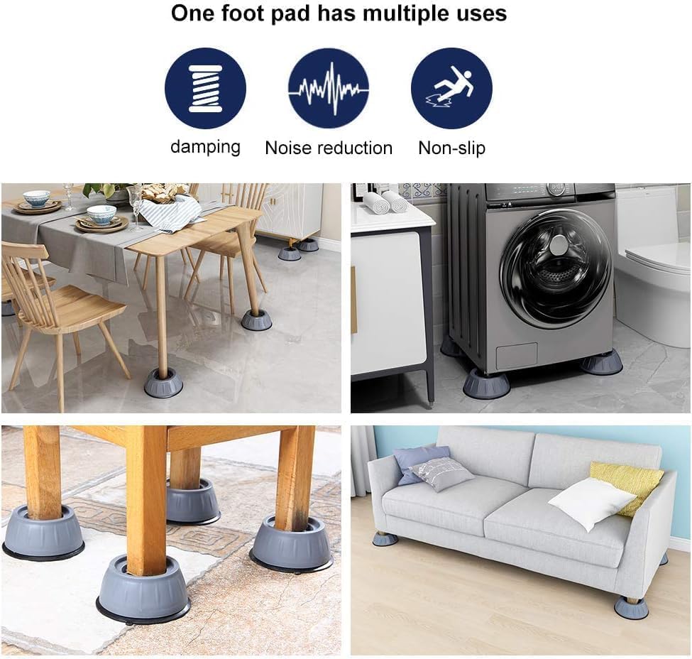 Image of Vruta Anti Vibration Pads for Washing Machine - Shock Absorber Noise Cancelling Feet Pads - Heightening Round Support (Pack of 4) (4, Round Pads (Pack of 4))
