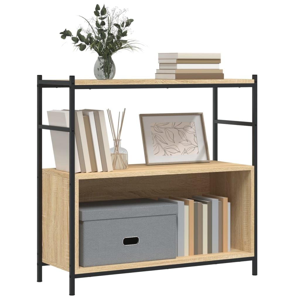 Librería Sonoma Roble 80 x 30 x 78,5 cm, madera y hierro, estilo industrial con patas ajustables, estructura metálica para mayor estabilidad, diseño abierto