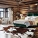 LYENDOS Cowhide Rug 5.2 x 6.3 Feet, Cow Hide Durable No-Slip Backing, Faux Cowhide Thickened Elastic, for Bedroom Living Room Home Office Western Decor
