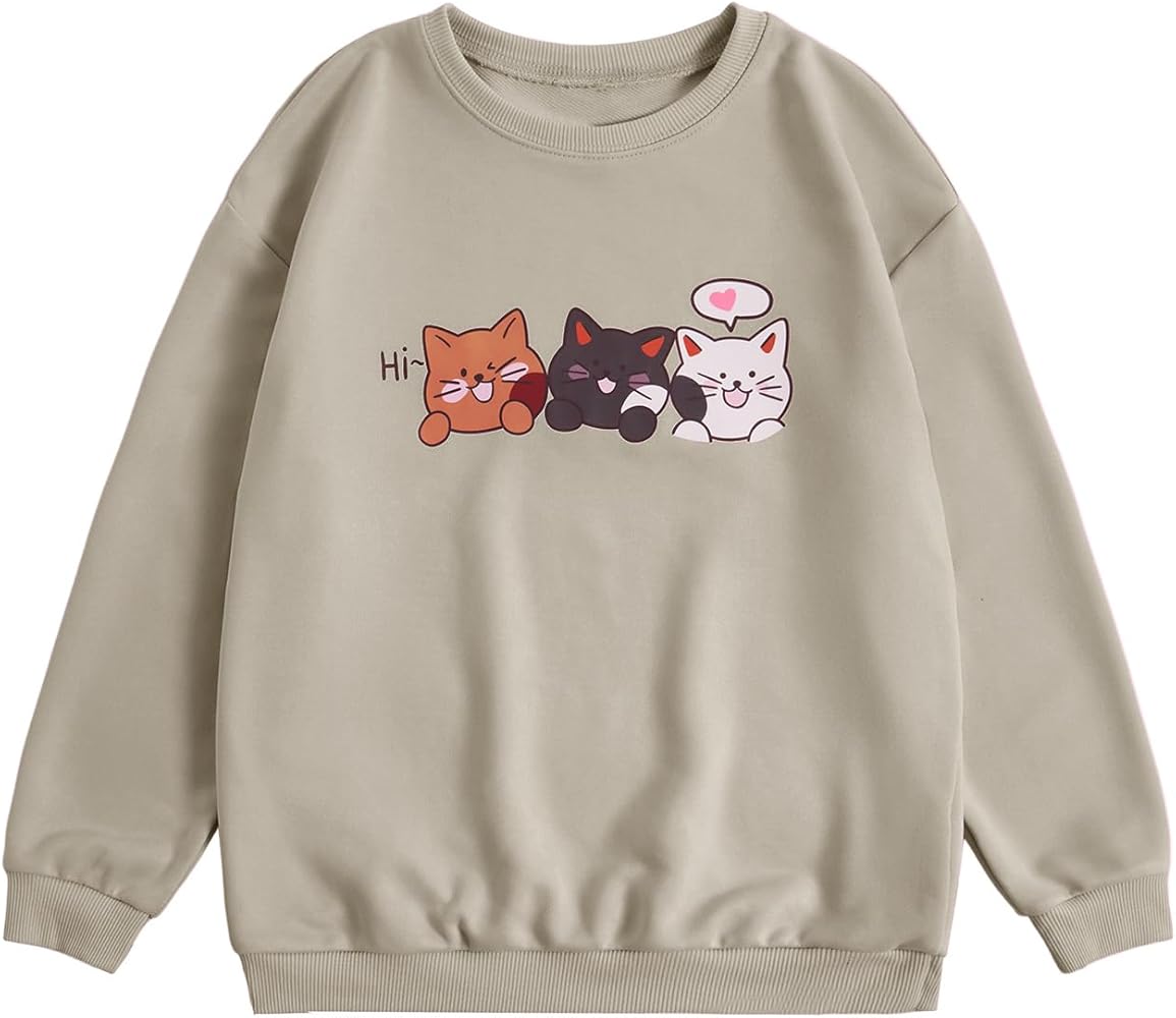 Amazon.com: SOLY HUX Girl's Cute Graphic Crew Neck Sweatshirt Long