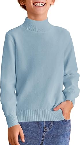 Haloumoning Boys Turtleneck Sweater Kids Fashion Long Sleeve Knit Pullover Sweat
