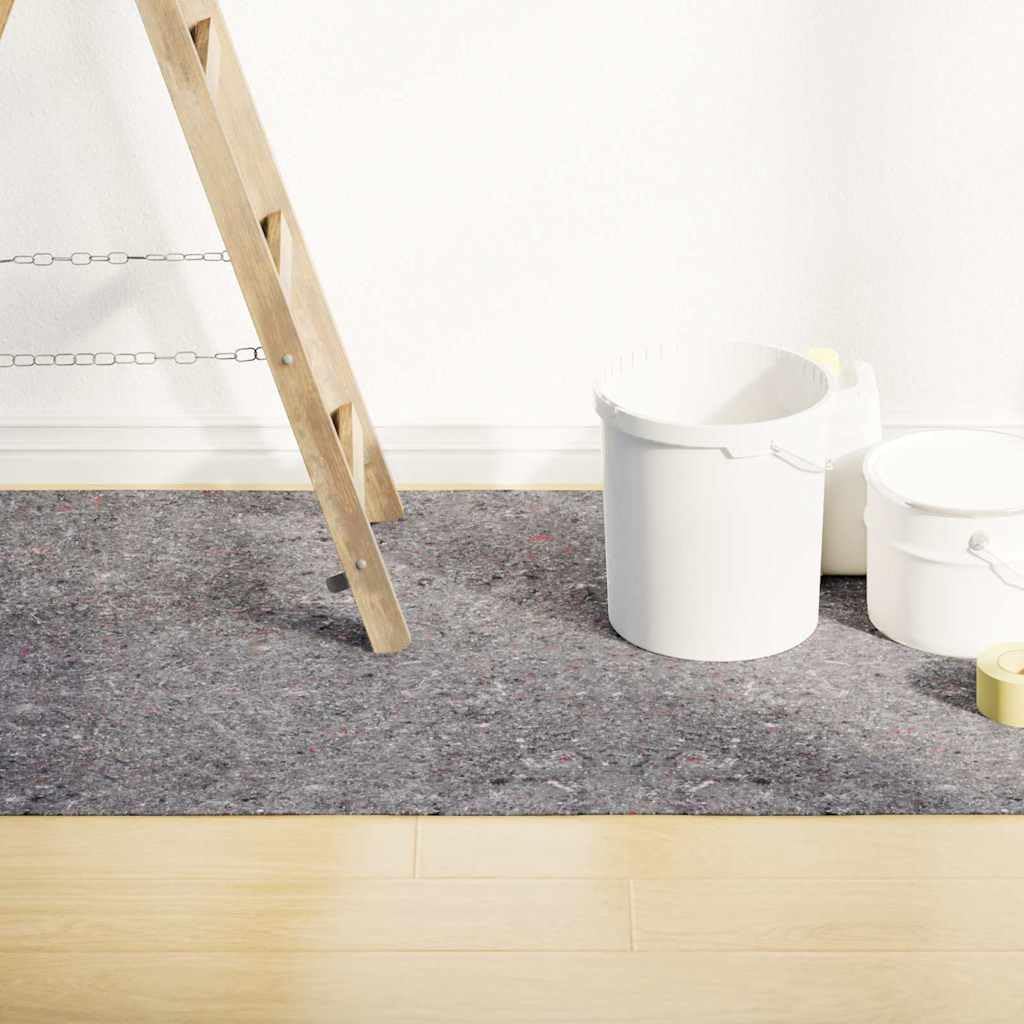 Fieltro antideslizante de 5 m, 180 g/m², color gris, con revestimiento de polietileno, protección de suelo impermeable para renovaciones, mudanzas, suelos duros, laminados, parqué, baldosas