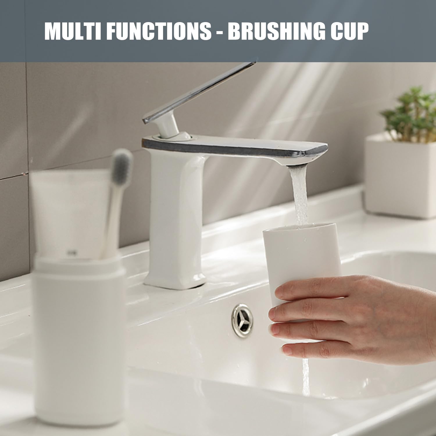 Estuche para cepillo de dientes de viaje premium con taza, diseño ovalado, adecuado para la mayoría de cepillos de dientes, cubierta desmontable para mantener limpio e higiénico, suave y duradero