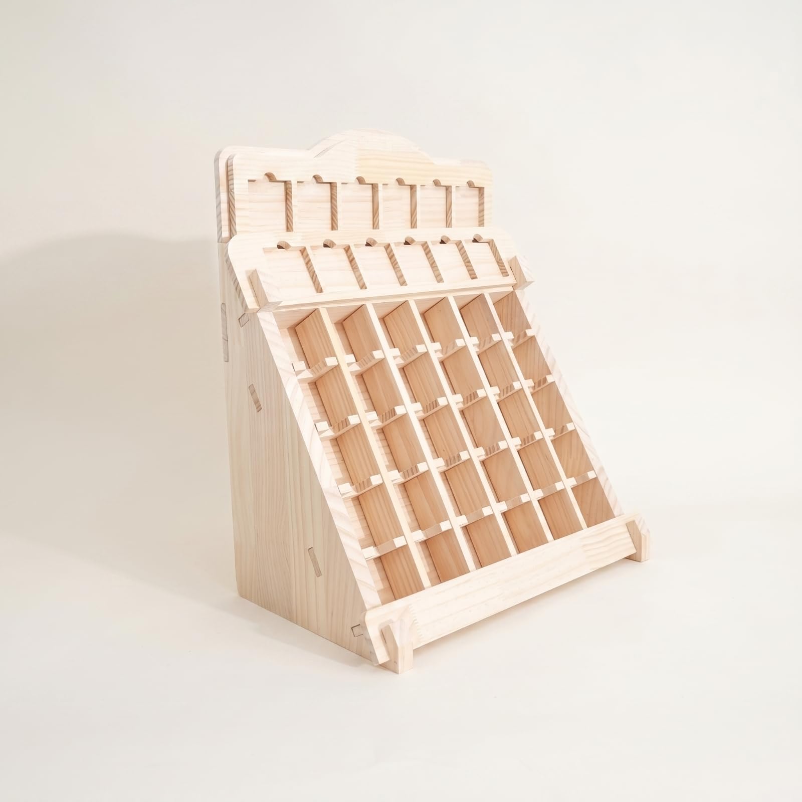 Estante Organizador de Madera Maciza Expositor Soporte Clasificador con Compartimentos Inclinados y Marco Estable Adecuado para Escritorio Estantería Mostrador Hogar Oficina Estudio