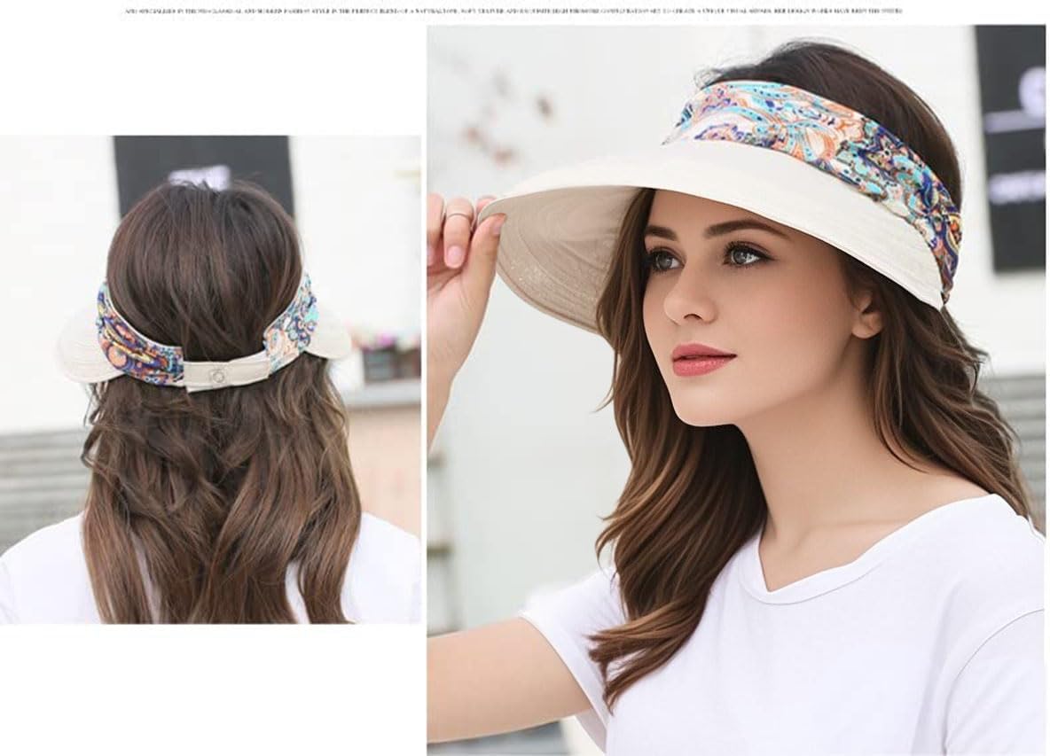 Women Wide Brim Sun Hat Multifunctional Beach Hat Foldable Sun Visor with Removable Neck Flap Bowknot - Image 2