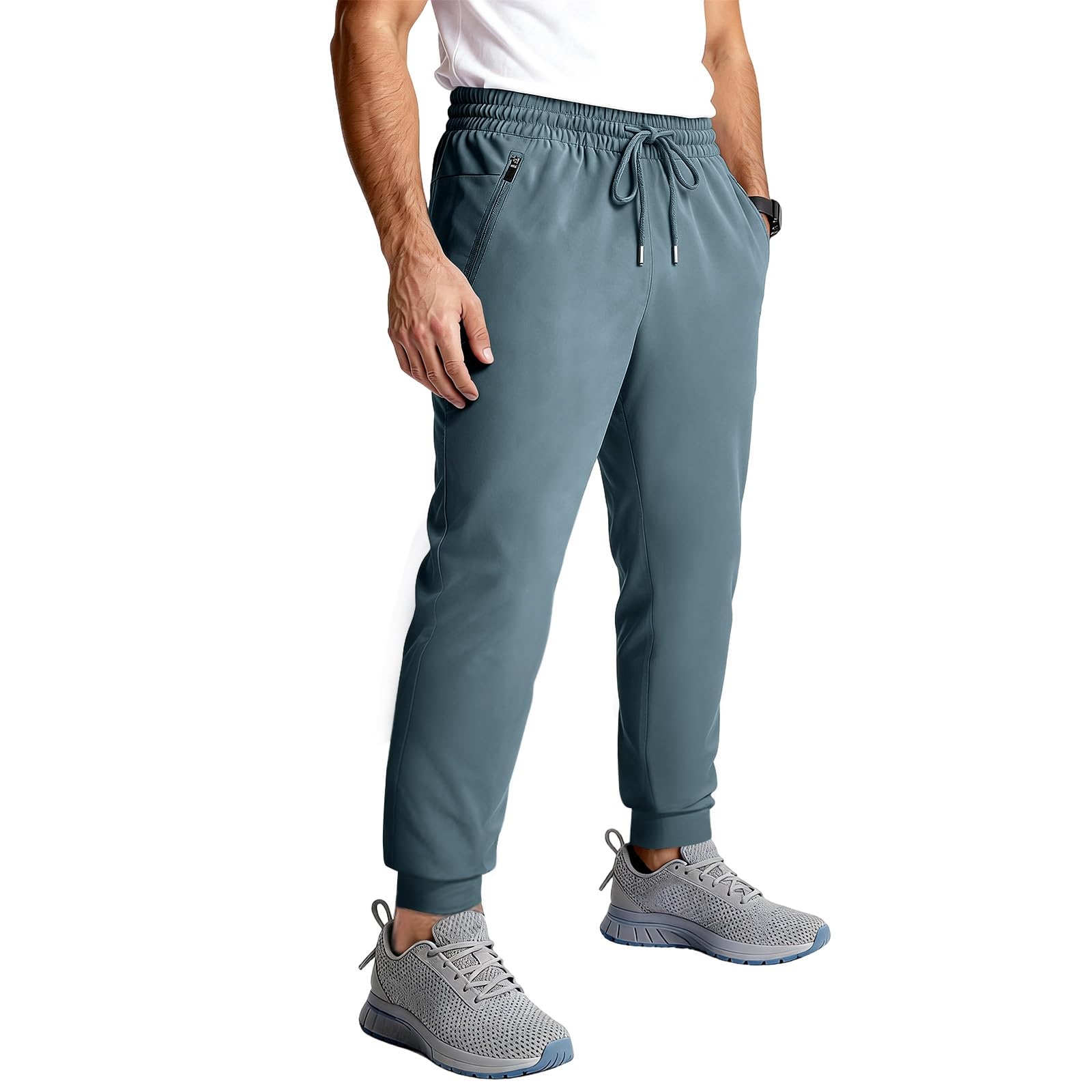 Joggers for Men Drawstring Elastic High Waisted Athletic Joggers with Zipper Pockets Workout Jogging Pants