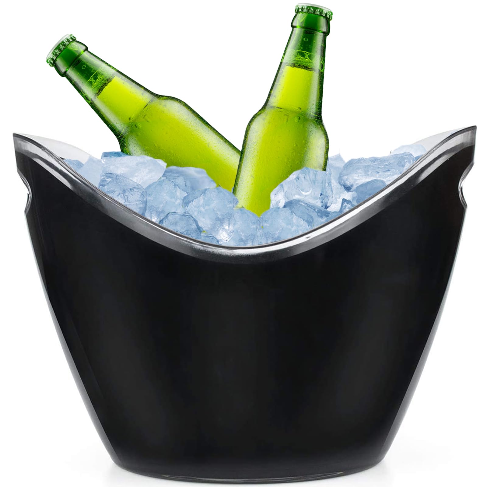 Yesland Ice Bucket, 3.5 L Black Plastic Party Bottle Chiller - 10.5 x 8 x 7-3/4 Inch Ice Beverage/Storage Tub - Perfect for Wine, Champagne or Beer Bottles