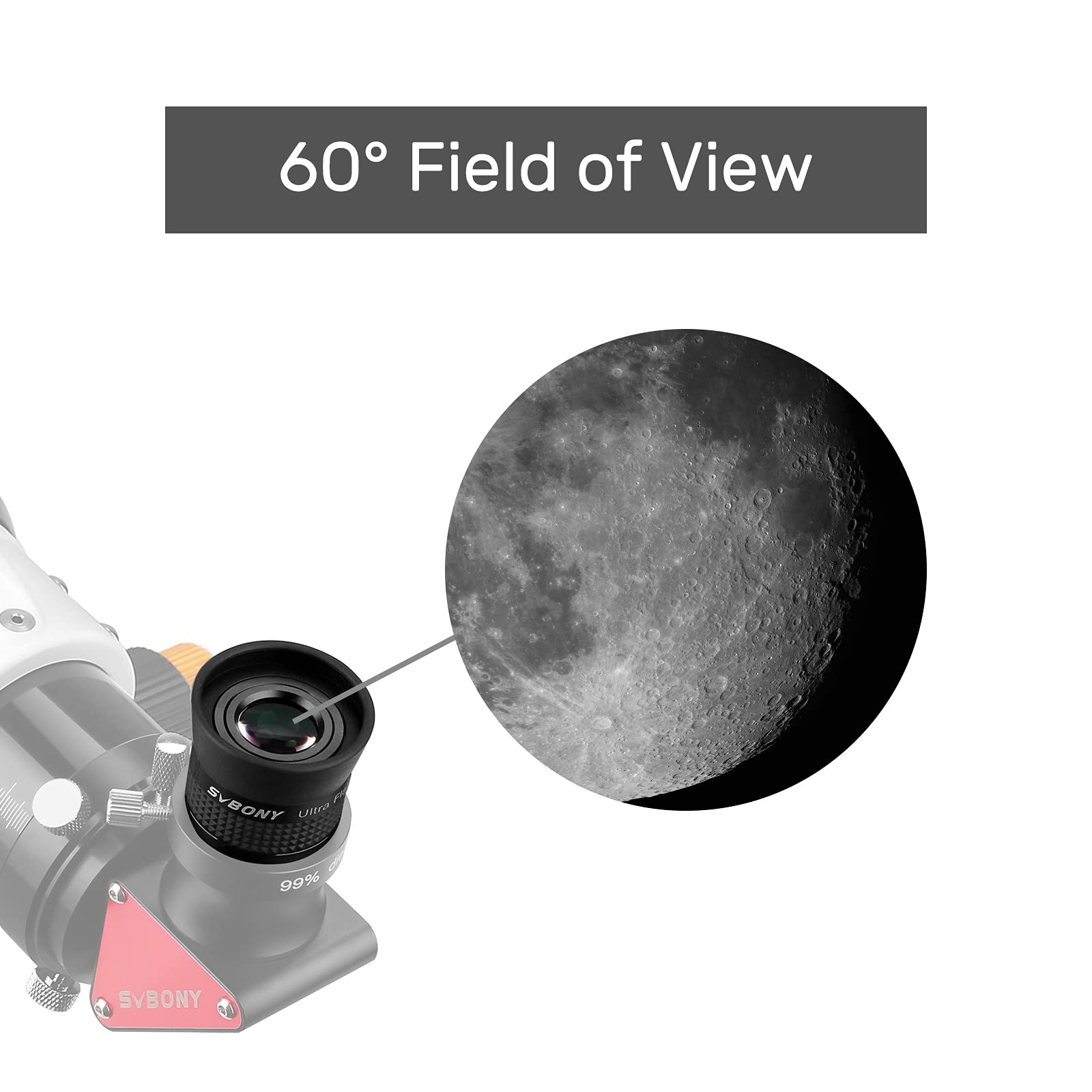 Svbony SV190 Oculaire 1,25 Pouces, 10mm Oculaire de Champ Ultra Plat Lentille de Télescope Entièrement Multi Couche pour l'Observation Planétaire