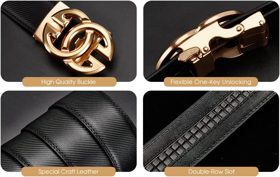 Men Real Leather Ratchet Belt Genuine Cowhide Strap 1.5" Wide Trim To Fit - Image 3