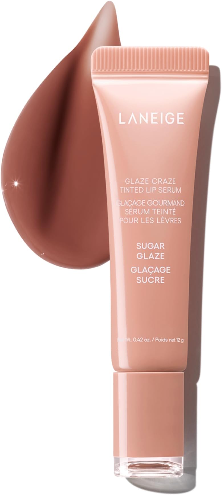 LANEIGE Glaze Craze Tinted Lip Serum, Sugar Glaze: Hydrating Serum for Glossy, Nourished Lips with Plumping Polypeptides