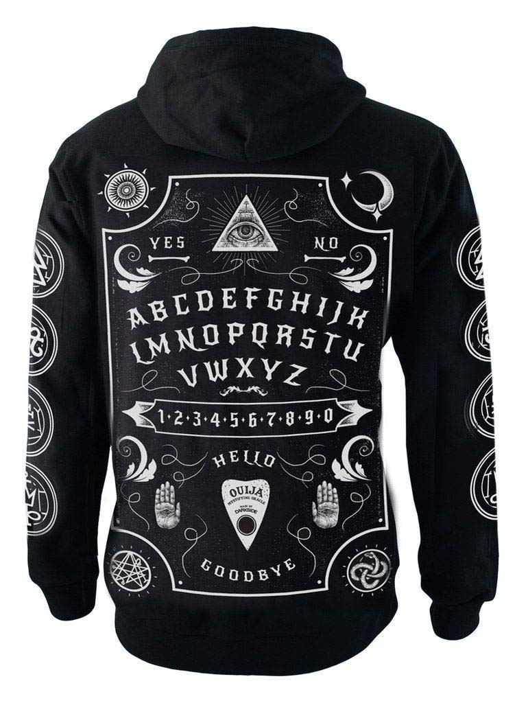 Darkside Ouija Board White Font - Mens - Zip Up Sweater Hood (X-Large 44")
