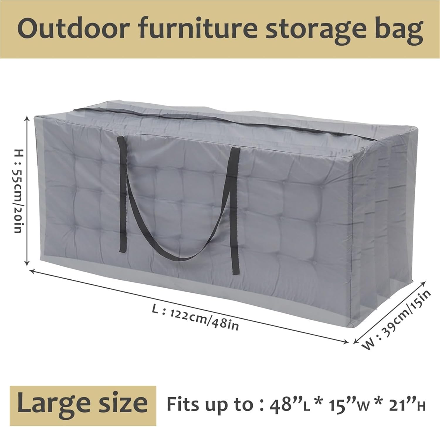 Cushion Storage Bag Cushion Storage Bag Large Capacity Furniture Protective Cover Waterproof Anti-UV Rectangle Rip Proof Christmas Tree(Gray 122x39x55cm)