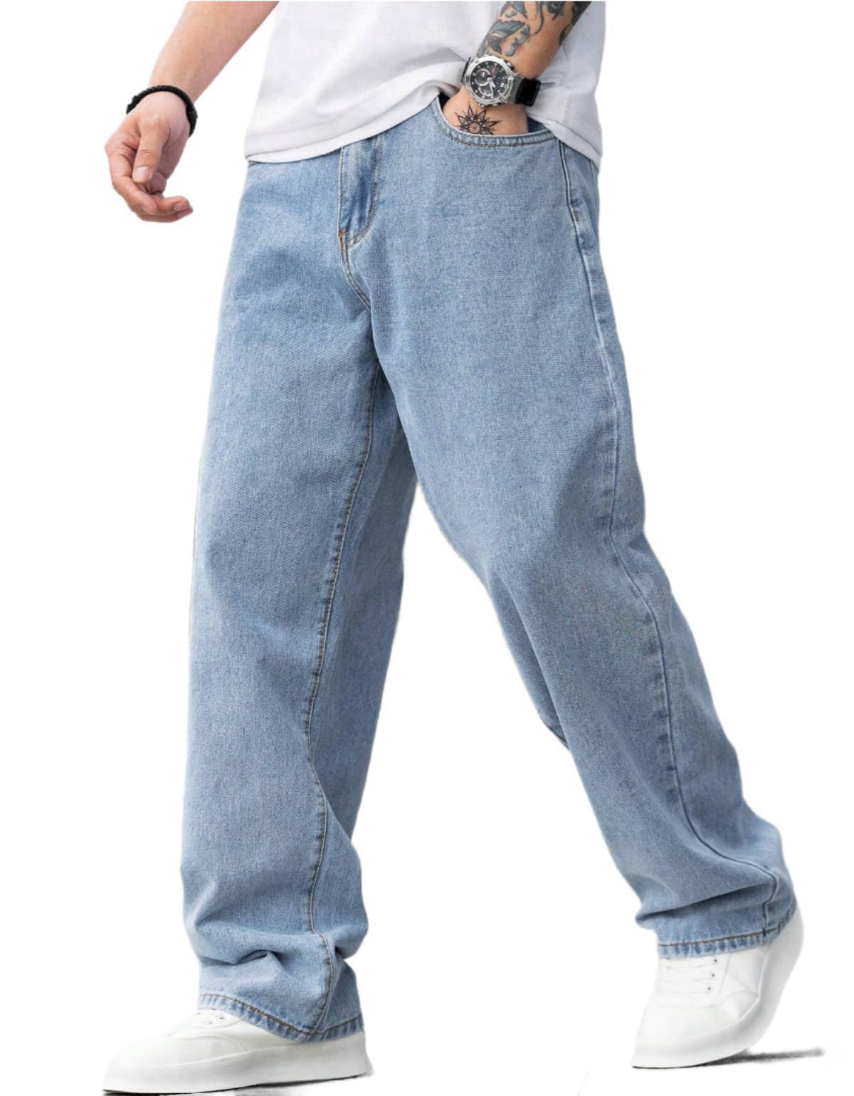 Baggy Jeans for Men Y2K Streetwear Vintage Wide Leg Loose Fit Denim Pants Hip Hop Skater Carpenter Jeans