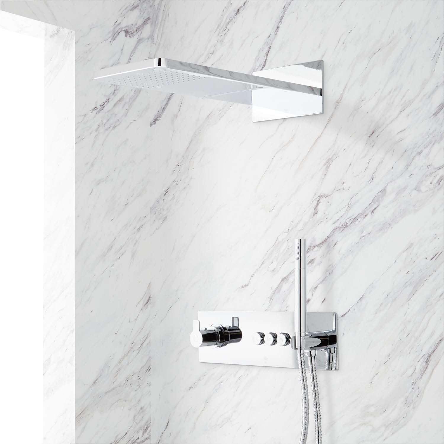 Signature Hardware 443753 Hollyn Thermostatic Shower System with 6-1/2" Rainfall Shower Head and Hand Shower - Rough In Included