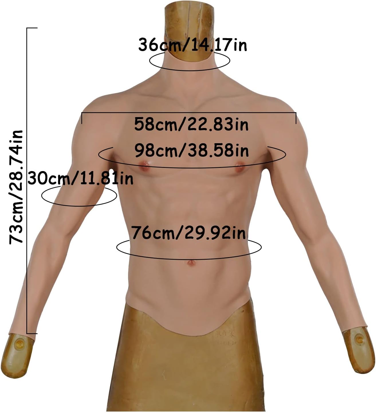 Silicone High Collar Fake Muscle Suit Artificial Male Chest Muscle Vest with Arms Enhancer for Halloween Costume
