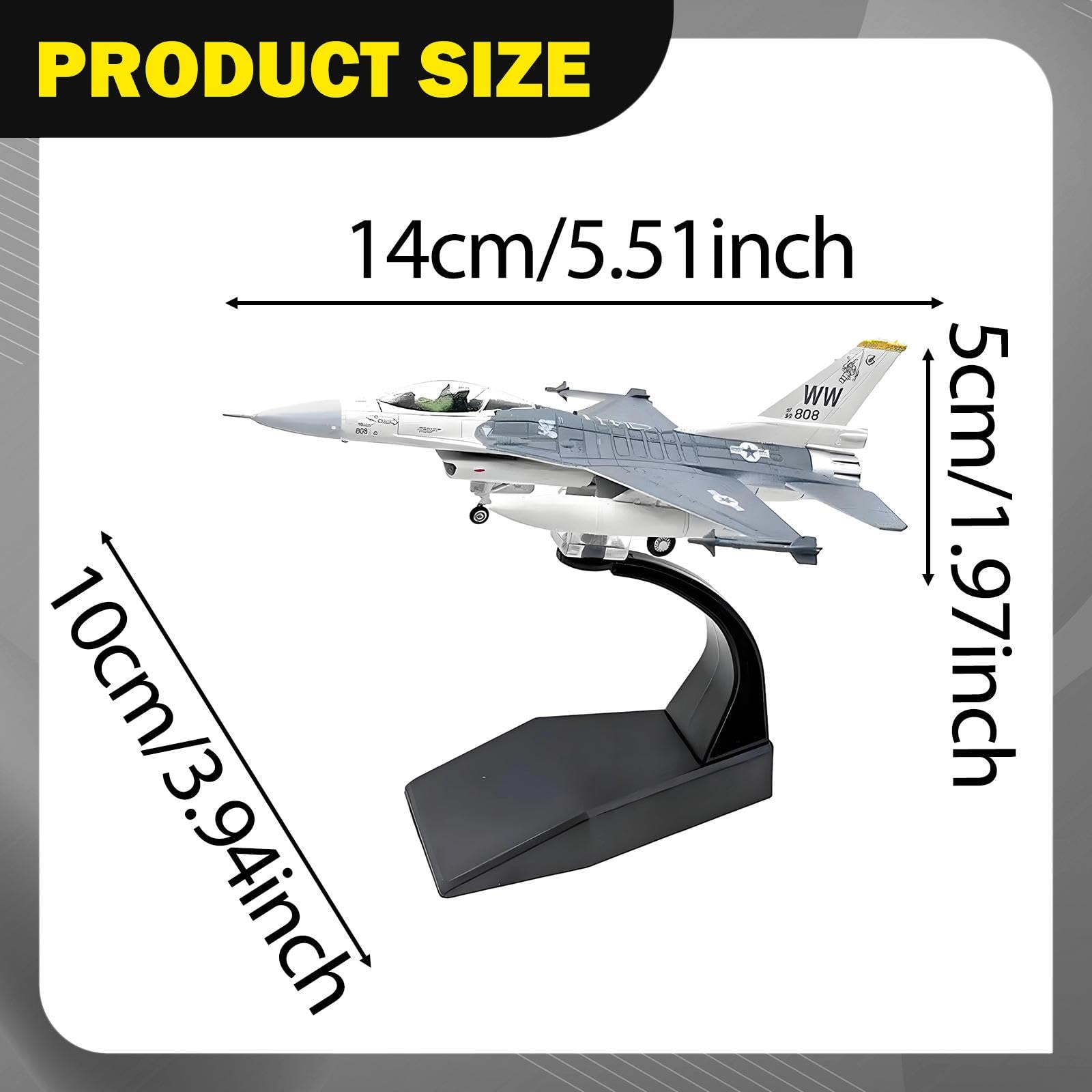 Harilla Modello di Aereo F16C in 1:100 con Base Espositiva