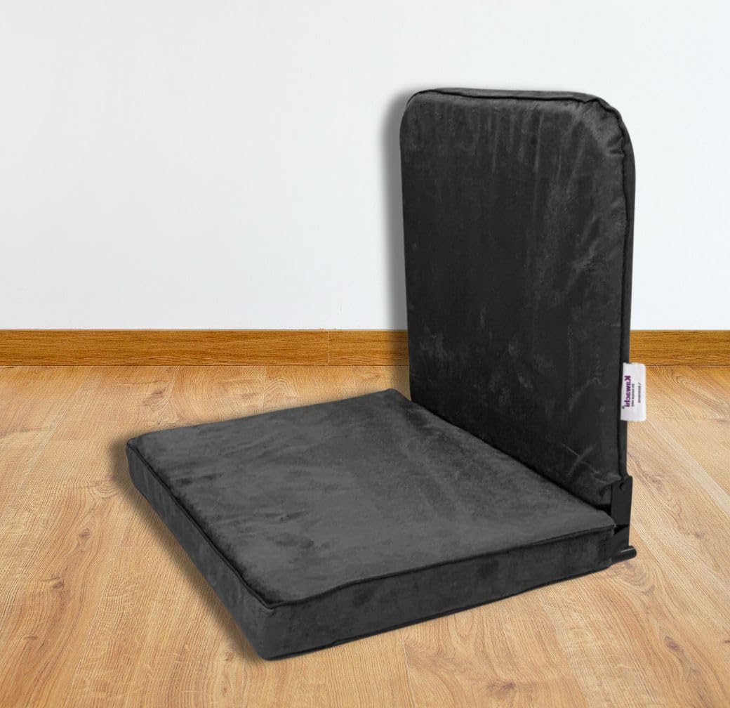 Kawachi 90-Degree Adjustable Floor Chair with Back Support Ideal for Yoga, Meditation, Gaming, and Relaxation Grey