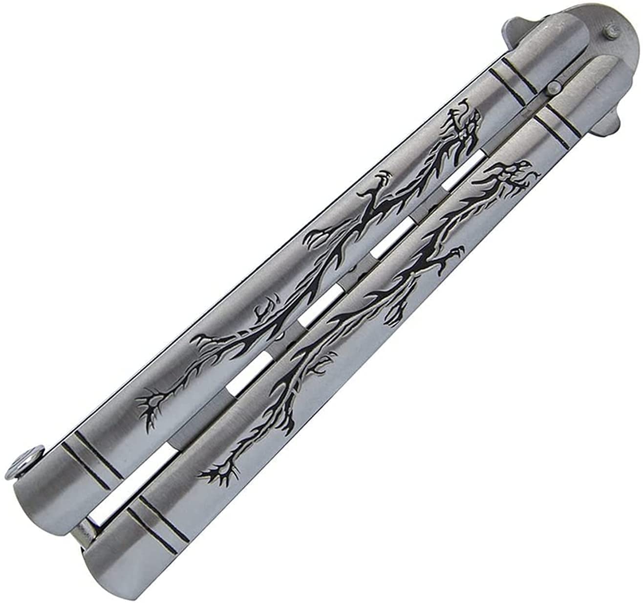 Buy SKEIDO Practice Butterfly Knife, Full Stainless Steel Black Dragon Dull Balisong Trainer